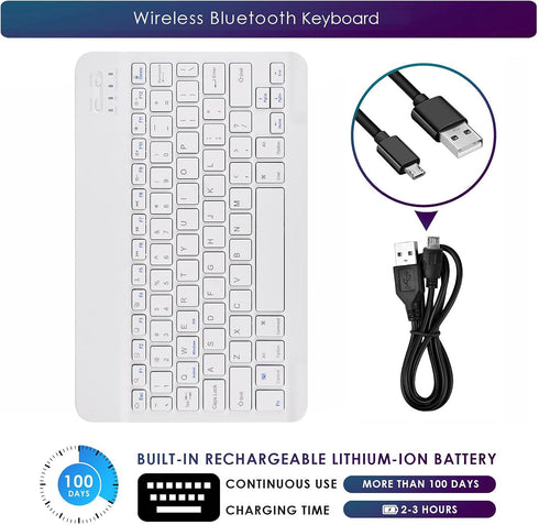 DETUOSI Universal 10 inch Wireless Keyboard, Ultrathin Slim Lightweight Portable, 10.1" Multi-Device for