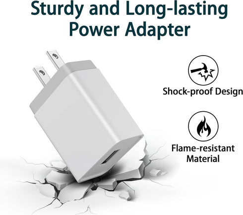 USB Wall Charger Block 12W, 4 Pack USB Plug, USB Charging Block, 2.4A/5V Power Adapter, Box Cube Compatible with iPhone