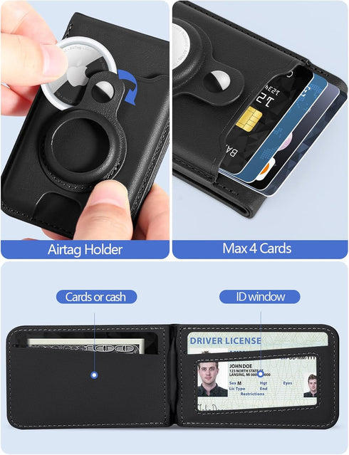 HiWe MagSafe Wallet Stand with Airtag Holder, Strong Magnetic Card Holder for iPhone 16/15/14/13/12, Vegan Leather,