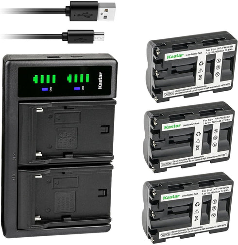 Kastar 3-Pack Battery NP-FM500HN and LTD2 USB Charger, Compatible with Sony Alpha Cameras