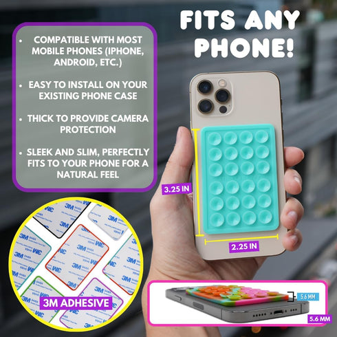 Suction Phone Case Mount, Silicon Adhesive Accessory for iPhone and Android, Hands-Free Mirror Shower Holder (Pink)