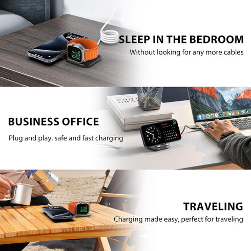 2 in 1 Foldable Mini Travel Wireless Charger Stand for Apple, KUXIU Aluminum Alloy Magnetic Charging Station for iPhone