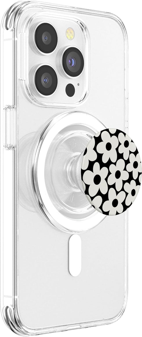 PopSockets MagSafe PopGrip for iPhone - Cute Black White Aesthetic Flowers Floral Retro Daisy Women