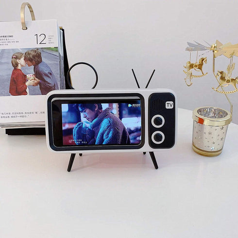 UnnFiko Retro TV Style Desk Mount - Universal Holder for iPhone and Samsung Devices (TV Gray)