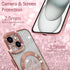 ZIYE Magnetic Case Designed for iPhone 15 Glitter Case Luxury Plating Love Heart Compatible with MagSafe Clear Case with Camera Protector Protection Shockproof Cover for Women Girls-Pink