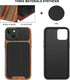 TENDLIN Compatible with iPhone 15 Case Wood Grain with Carbon Fiber Texture Design Leather Hybrid Slim Case (Black)