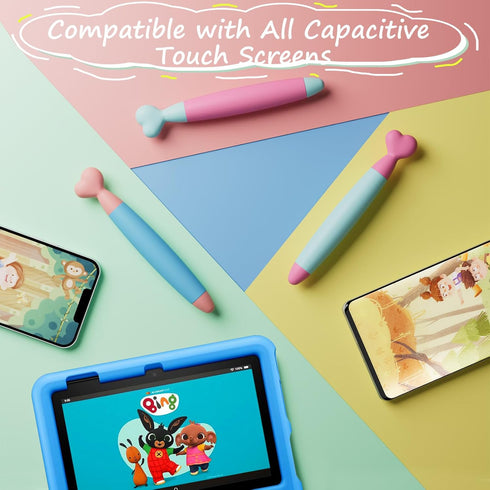 Digiroot Kids Stylus Pens for Fire HD Kids Tablet, 3 Pack with Durable Rubber Tips, Compatible with Fire Tablet, iPad,