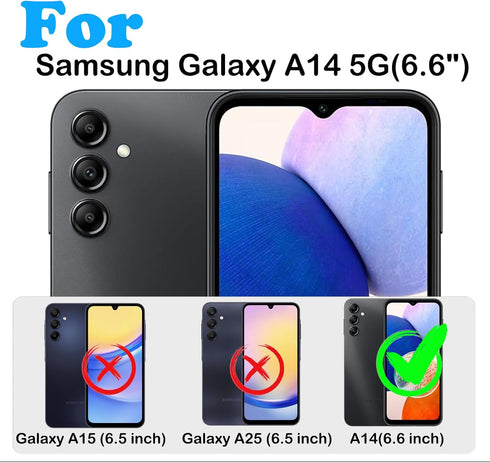 Samsung Galaxy A14 5G Case with Belt Clip Holster, Black/Orange, Built-in Screen Protector & Kickstand, Military Grade