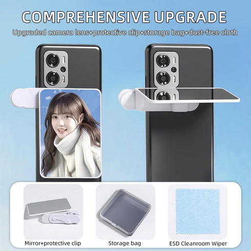 2-in-1 Sky Mirror Reflection Selfie Clip Kit Mirror & Reflection Filter Compatible with iPhone/Android Rear Camera