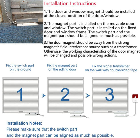 Rolling Door Contact Magnetic Reed Switch Alarm with 3 Wires for N.O./N.C. Applications OC-55