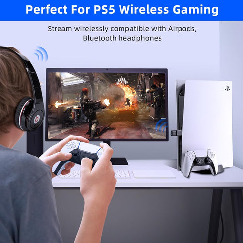 Smof USB Bluetooth Audio Adapter with USB C Conversion for PS5, PS4, Switch, Mac, aptX Low Latency