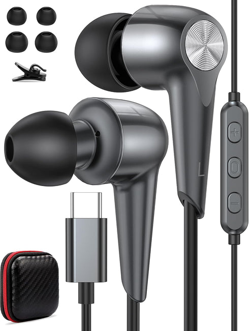 USB C Earbuds Wired Headphones with Microphone for Samsung Galaxy S24 Ultra S23 FE S22 S21 Z Flip Fold 5, USB Type C