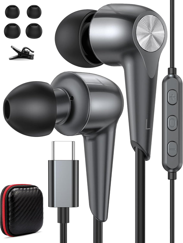 USB C Earbuds Wired Headphones with Microphone for Samsung Galaxy S24 Ultra S23 FE S22 S21 Z Flip Fold 5, USB Type C