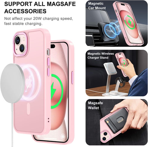 Thomo Upgraded Magnetic iPhone 15 Plus Case, Compatible with MagSafe, Slim Translucent Phone Cover