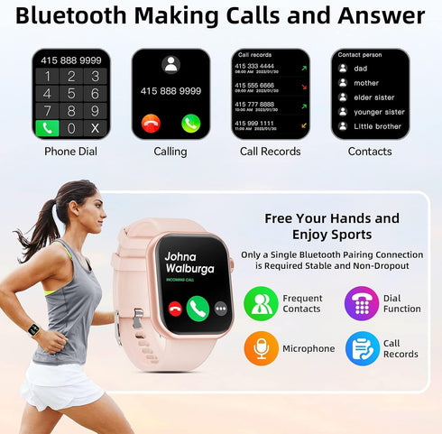 Hwagol Smart Watch - 1.85 Inch Fitness Tracker - Answer/Make Call - Heart Rate/Sleep Monitor/Pedometer/Calories,