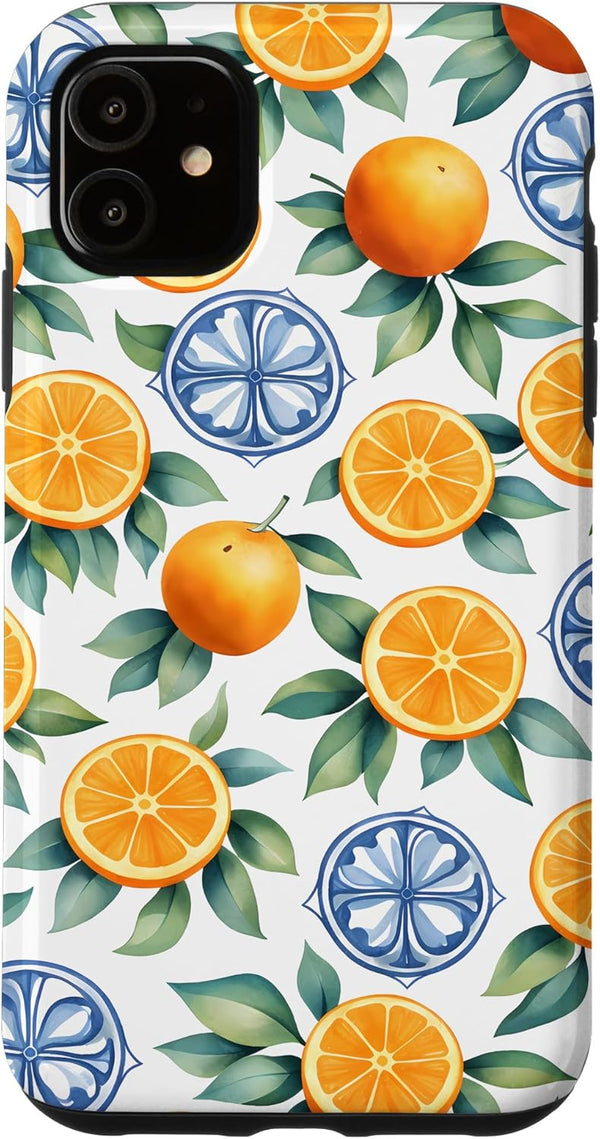 Orange Fruit Lover Citrus Summer Gifts Decorations Summer Fruit Citrus Orange Tangerine Mediterranean Pattern Case for iPhone 11