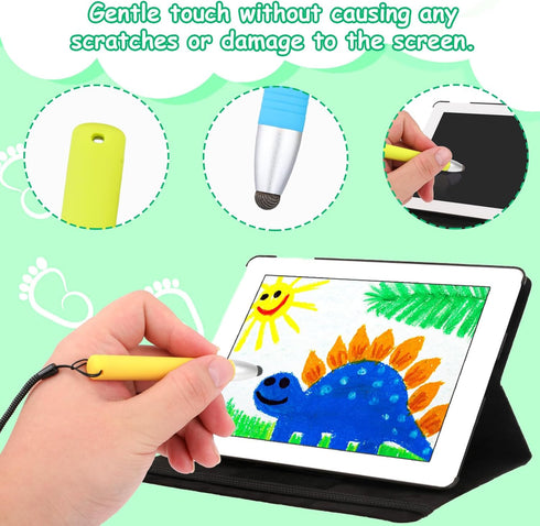 Kid-Friendly Stylus Pens for Touch Screens, Capacitive Kids Stylus with Spring Cord for iPad, iPhone, Kindle Fire
