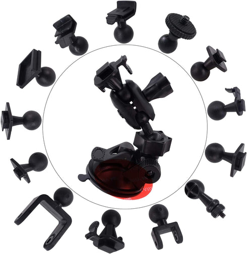 Dash Cam Suction Mount - Windshield & Dashboard Suction Cup Holder with Various Joints for Yi, Rexing, Falcon, Old