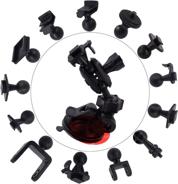 Dash Cam Suction Mount - Windshield & Dashboard Suction Cup Holder with Various Joints for Yi, Rexing, Falcon, Old