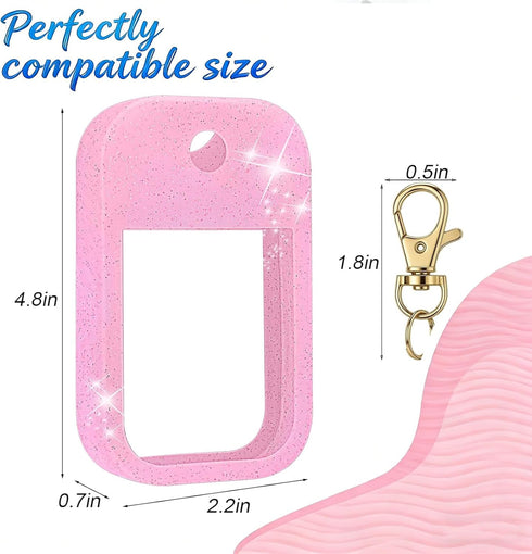 Rivlia 1FL OZ, Shimmer Sparkly Glitter Silicone Case for Touchland Hand Sanitizer Spray Protective Cover with Keychain