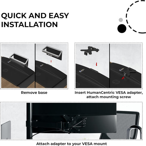 HumanCentric VESA Mount Adapter for HP Pavilion 27xw, 25xw, 24xw, 23xw, 22xw, 22cwa, 27cw, 25cw, 24cw, 23cw, 22cw