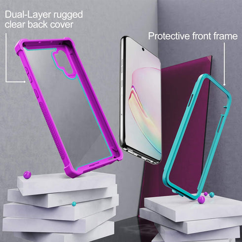 Case for Samsung Galaxy Note 10 Plus with Screen Protector, Full Body Protective Hybrid Dual Layer Case (Purple Light