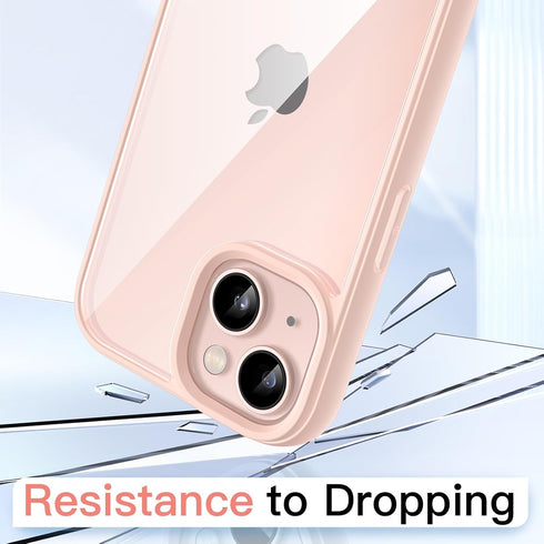JETech iPhone 13 Case 6.1-Inch, Shockproof Bumper, Matte TPU Frame, Clear Anti-Scratch Back (Pink)