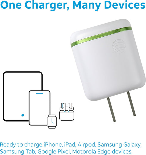 AT&T 30W 15, USB-C Wall Charger Fast Charging Power Adapter Foldable Prongs, Compact Travel Charger Compatible