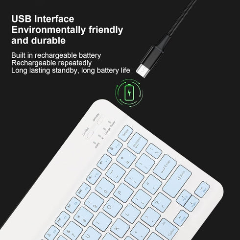 Wireless Keyboard and Mouse, Rechargeable Bluetooth Combo, Ultra Slim Portable Set for Windows, Laptop, PC (Sky Blue)