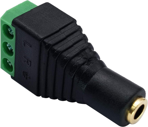 3 Pole 3.5mm Screw Terminal Stereo Audio Female to 3 Pin Female Screw Terminal Double Track Headphone Balun Adapter (5