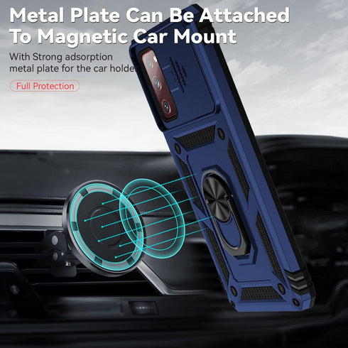 Samsung Galaxy S20 FE 5G Case with Camera Lens Cover, Military-Grade Drop Tested Magnetic Ring Holder Kickstand Case