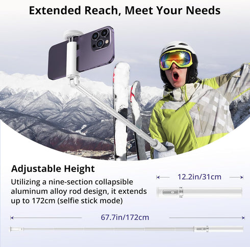 ATUMTEK 68.5" Selfie Stick Tripod, Extendable Aluminum Tripod with Bluetooth Remote for iPhone and Android