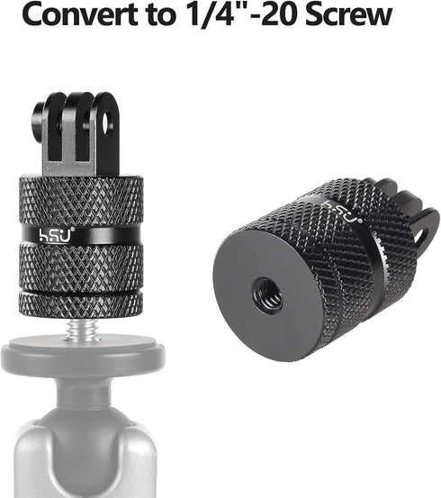 HSU Aluminum 1/4 inch 20 Camera Mount, 360 Degree Rotation Tripod Adapter for GoPro, DJI Osmo, Insta360