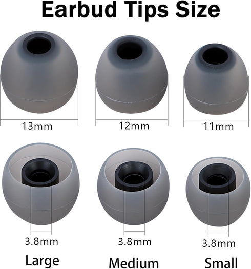MQIMY 3.8mm -5.1mm) 18 Silicone Replacement Earbud Tips Earbud Covers Eartips Fit Most in-Ear Earbuds(Inner Hole