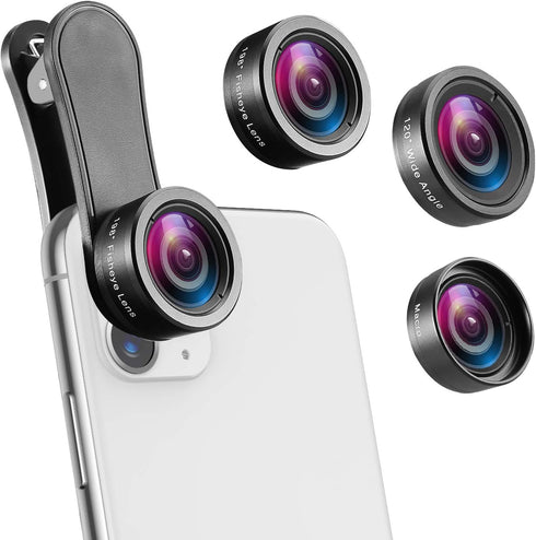 Criacr AMIR Phone Camera Lens, 198Fisheye Lens, 120 Super Wide Angle 20X Macro