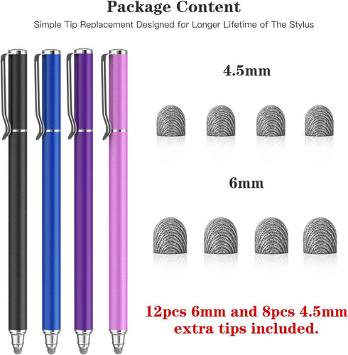 METRO Universal Stylus Pens for Touch Screens, High Sensitivity Capacitive Stylus with Fiber Tips, 2 in 1 Touch Screen