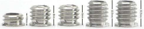 1/4" to 3/8" Convert Screw 5 Pack - 3 Different Lengths Adapter Set for Desmond Camera Tripod