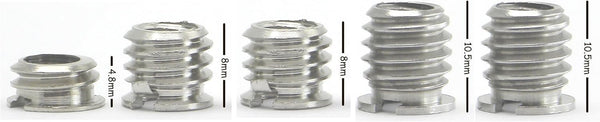 1/4" to 3/8" Convert Screw 5 Pack - 3 Different Lengths Adapter Set for Desmond Camera Tripod