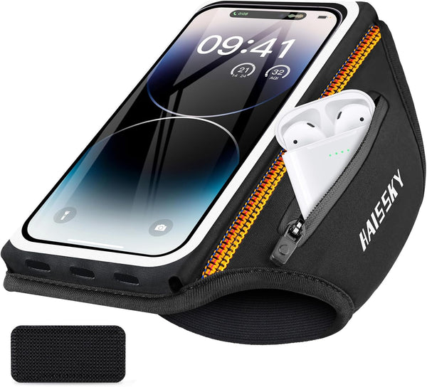 Phone Armband for Running, 3D Design Cell Phone Armband with Zipper Pocket for Earbuds, Water Resistant Sport Arm Band