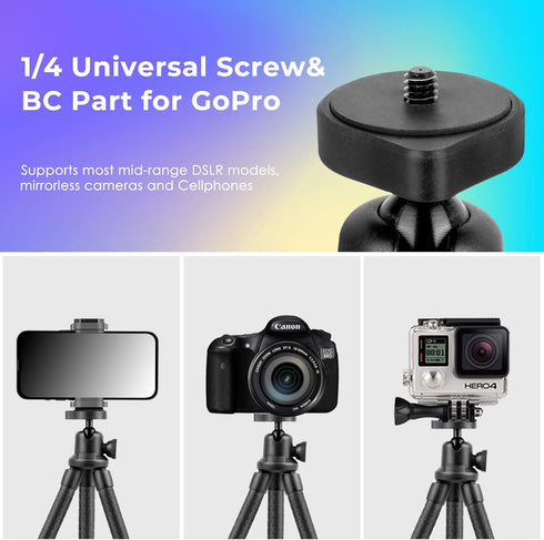 UBeesize Phone Tripod, 12 Inch Flexible Cell Phone Tripod Stand Holder with Wireless Remote Shutter & Universal Phone