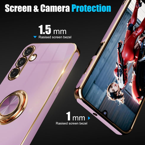 Galaxy A15 5G Phone Case with Screen Protector, Magnetic Kickstand, Built-in 360° Rotation Ring Holder, Slim Soft TPU