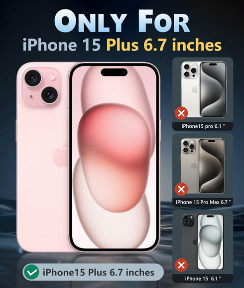 FNTCASE for iPhone 15-Plus Phone Case: Magnetic Clear Military Shockproof Anti Yellowing Slim Phone Cover with Camera Lens Protector & Screen Protector, Protective Rugged Case for 15Plus, Pink