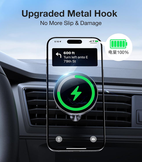Coolpow Charger15W 17 16 15 14 13 for MagSafe Car Mount Top ChargerMagnetic Wireless Car Charger for iPhone Magsafe Car