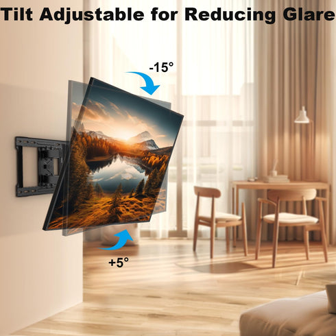 Full Motion TV Wall Mount Bracket for 37-86 Inch TVs, Up to 132lbs, Swivel and Tilt Articulating Wall Mount