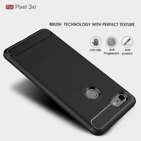 Case Compatible with Google Pixel 3 XL - Carbon Fiber Shock Absorption Slim Case (Blue)