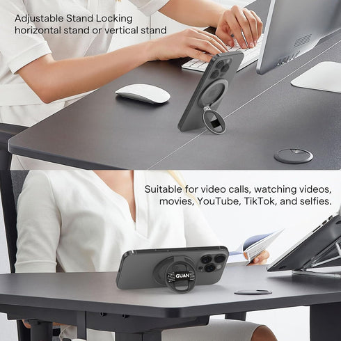 GUAN 360 17, 16,15, Magnetic Phone Holder Compatible with MagSafe, Spin Phone Ring Holder, Replacement Silicone/Elastic