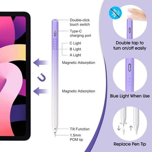 Stylus Pen for iPad with Palm Rejection, Tilt Sensitivity, Fast Charging, Compatible with 2018 or Later iPad Models