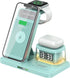 5 in 1 Foldable Wireless Fast Charger with Night Light Transparent Clock for Apple Devices, iPhone 15/14/13/12/11 Pro