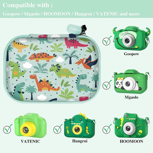 Leayjeen Kids Camera Case, Green Dinosaur for Goopow/Mgaolo/HOOMOON/Hangrui Kids Camera Toys, Best Easter Birthday Gift