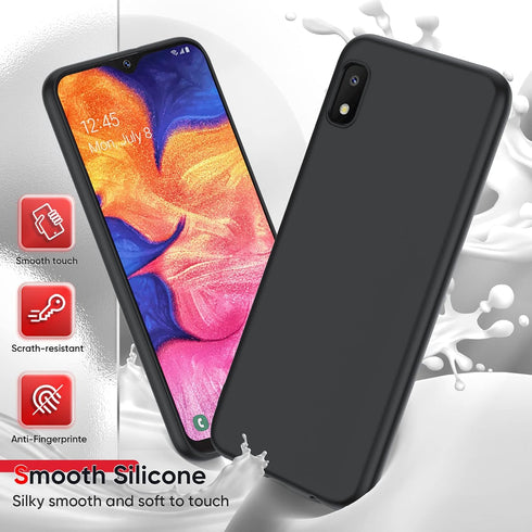 LeYi Samsung Galaxy A10e Phone Case with 2 Pack Tempered Glass Screen Protector, Liquid Silicone Slim Gel Rubber Cover